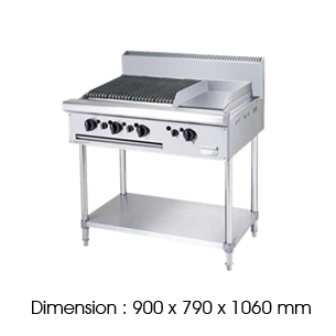 CB3BGG1BFS-17 free standing combi char  broiler griddle