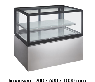 NLR730V – 680mm Depth  3FT 2LAYER  Squared Glass Cake Chiller Floorstanding