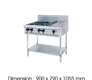 OB4GG1BFS-17 free standing burner/griddle combi