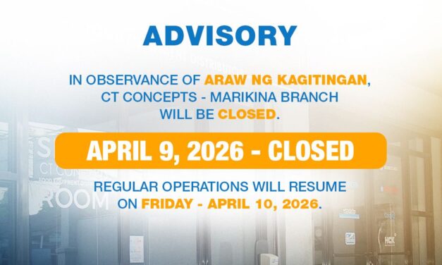 CT Concepts: April 9 – Closed (Celebration of Araw ng kagitingan)